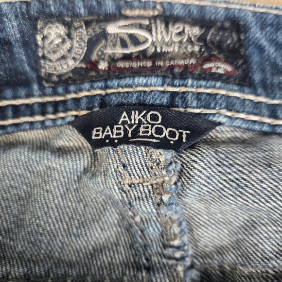 Silver Jeans Co Jeans Womens 34x31 Blue Distressed Aiko Baby Boot Mid Rise Denin - Picture 12 of 13